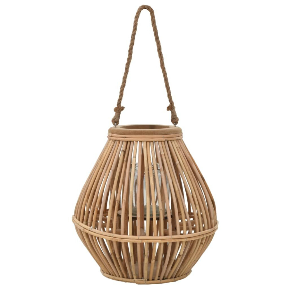 vidaXL Hanging Candle Lantern Holder Wicker Natural Rattan Lighting Fixture