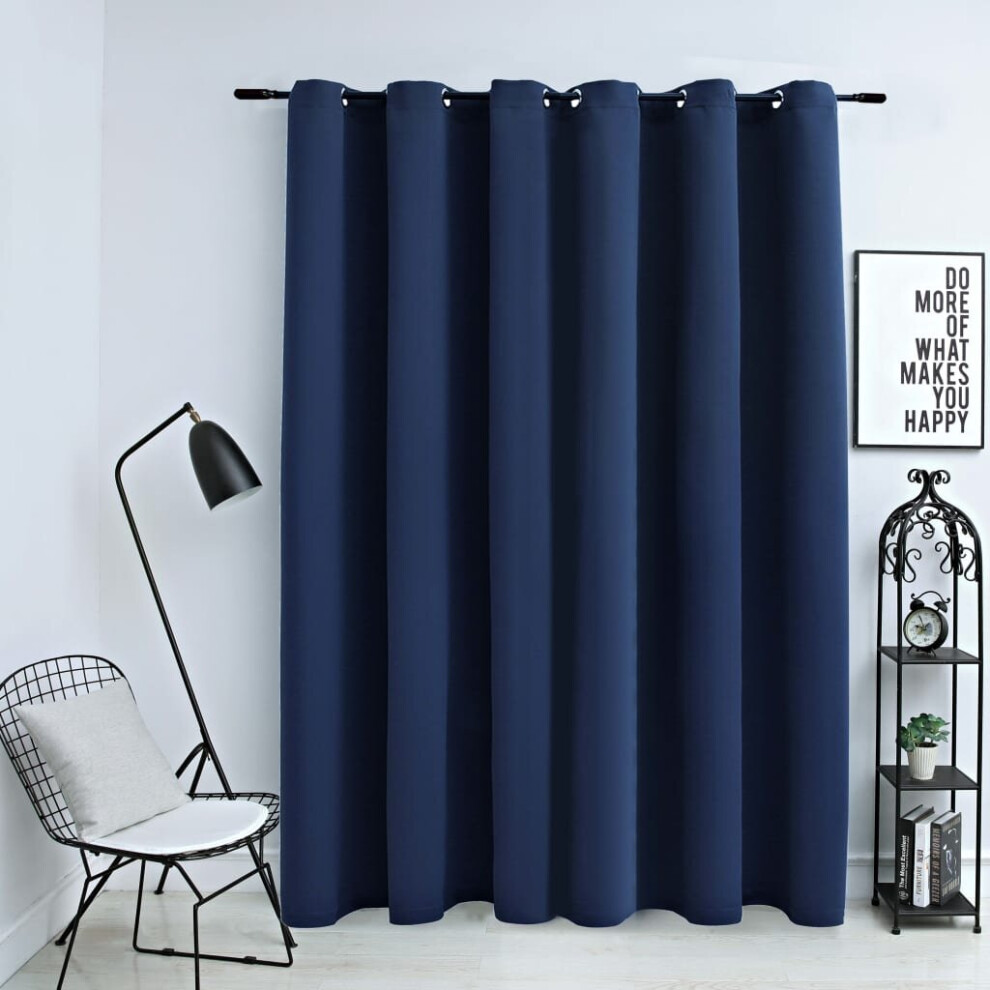 Vidaxl Blackout Curtain With Metal Rings Blue Blind Drapery Window Curtain