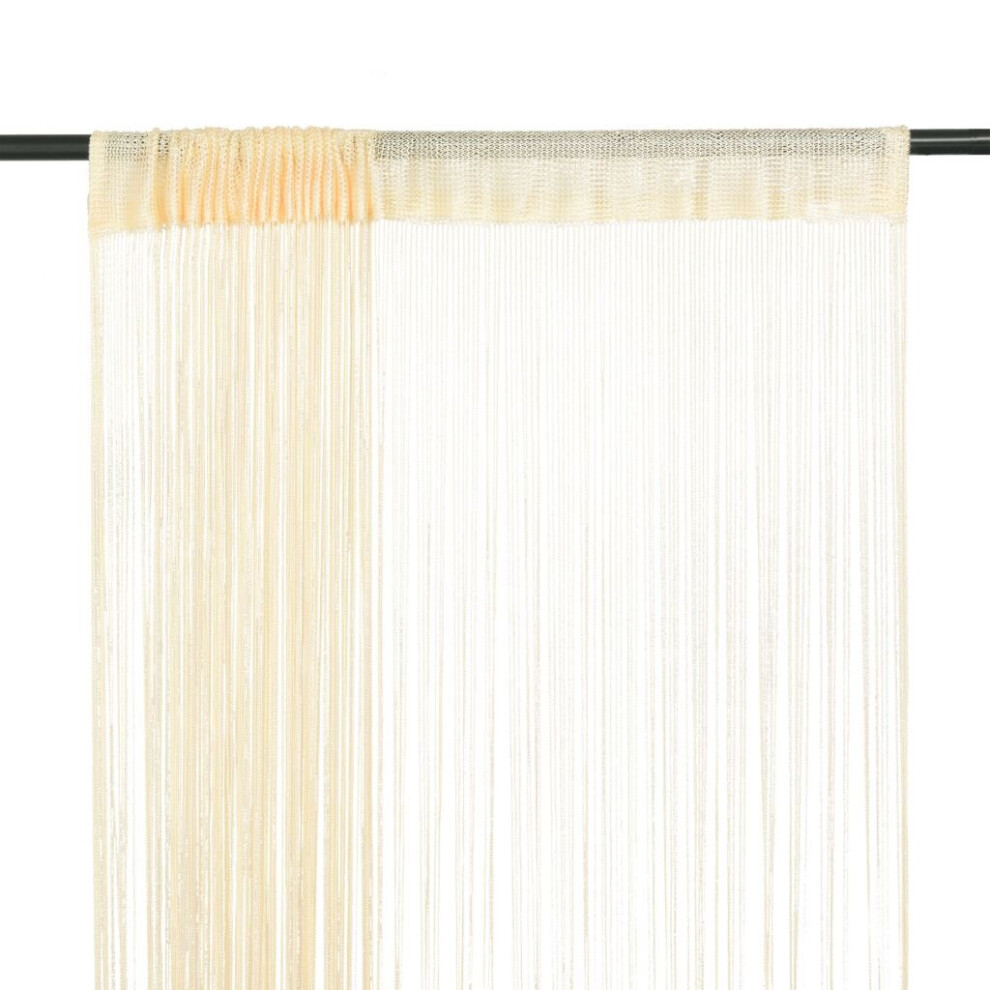 Vidaxl 2X String Curtains 100X250 Cm Cream Room Divider Window Door Background