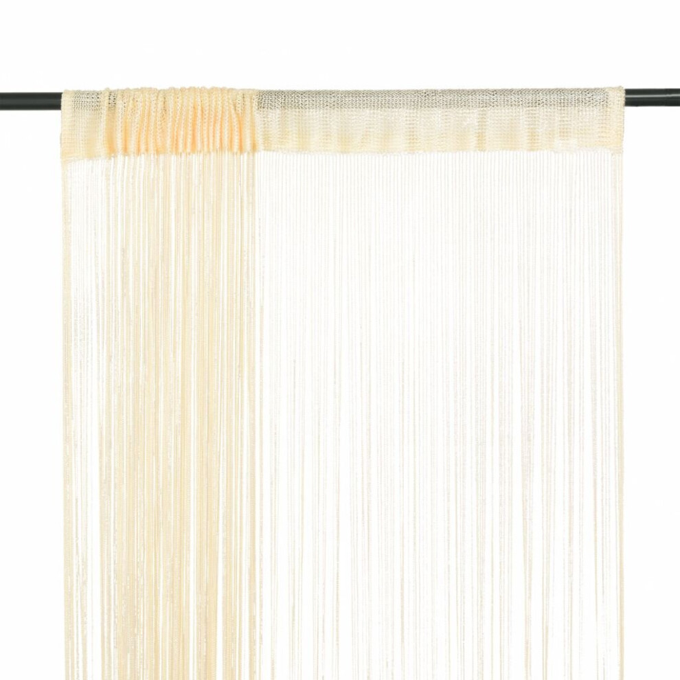 Vidaxl 2X String Curtains 140X250 Cm Cream Room Divider Window Door Background