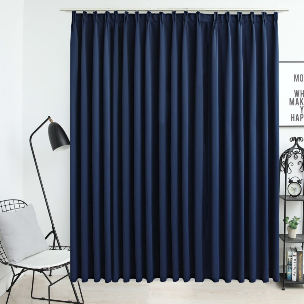 Vidaxl Blackout Curtain With Hooks Blue Blind Drape Window Curtain Covering