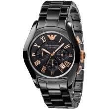Montre Homme AR1410 Emporio Armani - Boîtier acier, cadran noir minimaliste, bracelet cuir, étanche 50 m