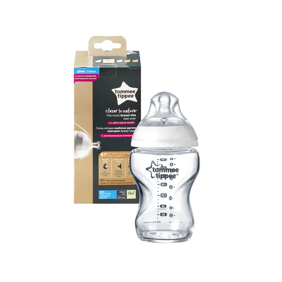 Tommee Tippee Closer to Nature Glass Bottle Feeding Container 250ml