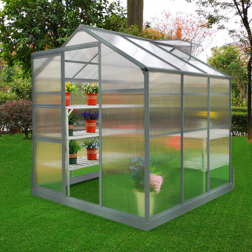 Bundel: Kweekkas met basis – 1.8m x 1.8m + Stellingen 1
