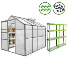 Bundel: Kweekkas zonder basis - 1.8m x 2.4m + 2 Waterbestendige Stellingen