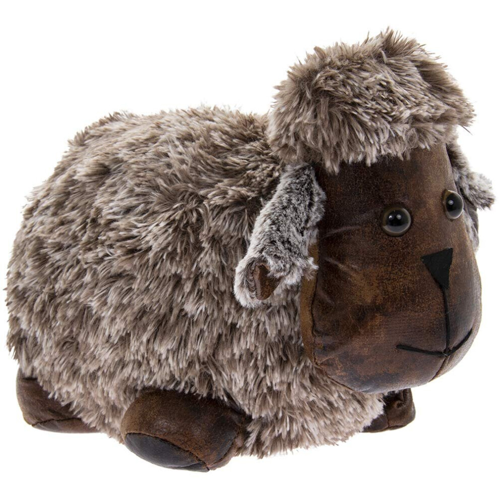 Leonardo Collection Luxury Plush And Faux Leather Sheep Doorstop Brown/Black