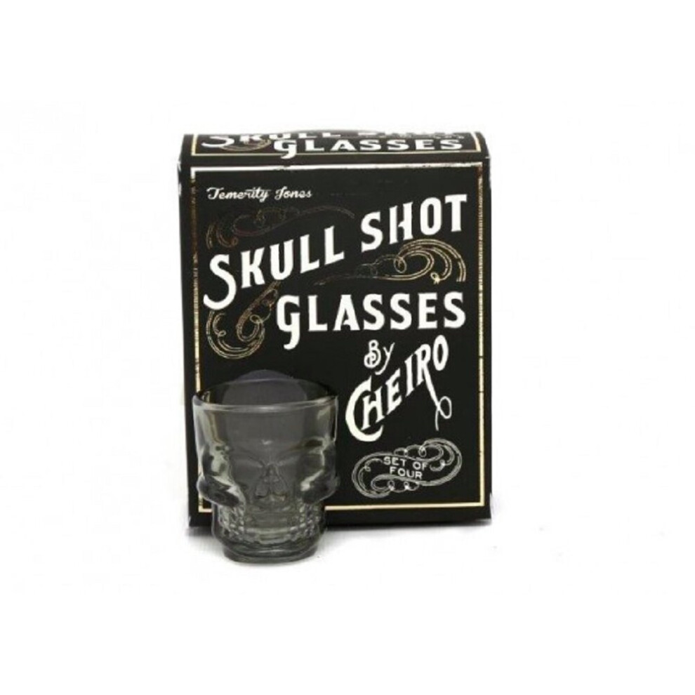 Set of 4 Tinted Glass 3D Skull Shot Glasses