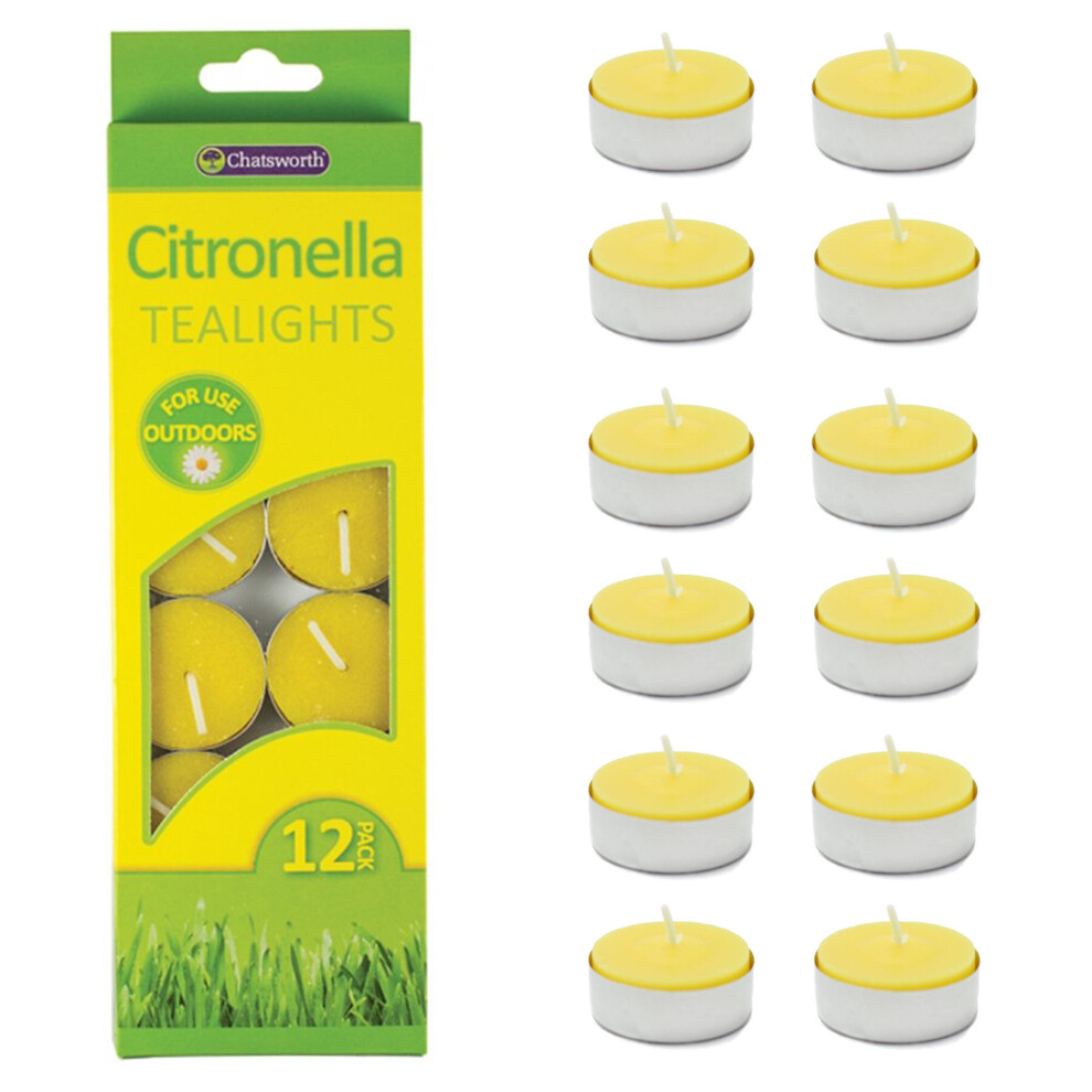 Chatsworth Pack Of 12 Citronella Tealight Candles Outdoor Insect Repellents