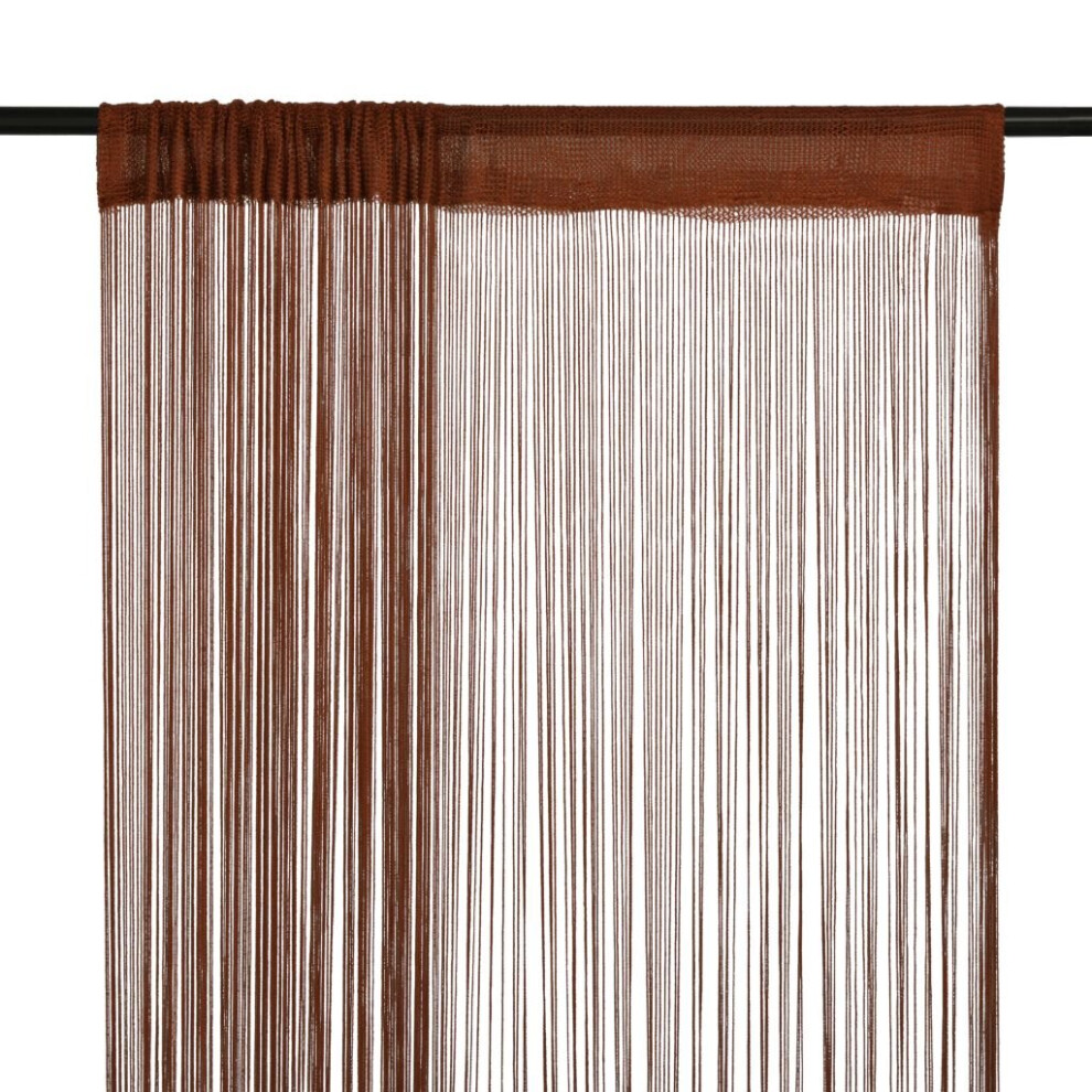 vidaXL 2x String Curtains 100x250 cm Brown Room Divider Window Door Background