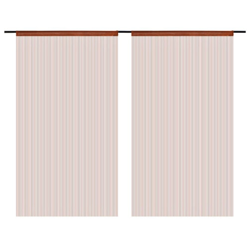 VidaXL vidaXL 2x String Curtains 100x250 cm Brown Room Divider Window Door Background 1