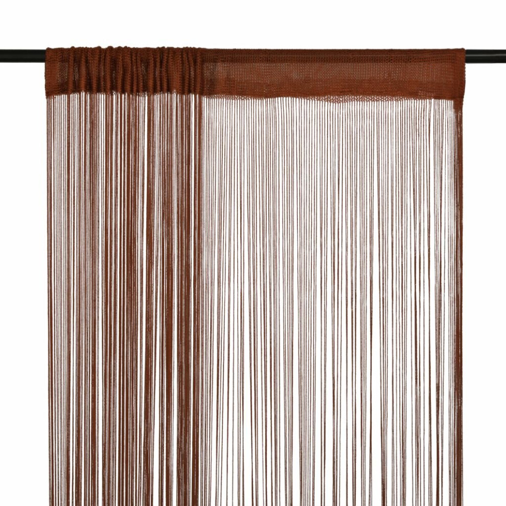 vidaXL 2x String Curtains 140x250 cm Brown Room Divider Window Door Background