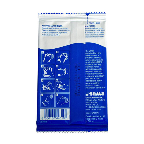 Clinell Clinell Antimicrobial Hand Wipe - 10 Individual Sachets 1