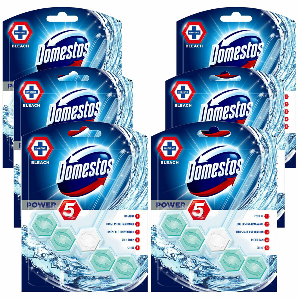 6pk Domestos Power 5 Bleach Toilet Rim Block - 6 x 55g Blocks