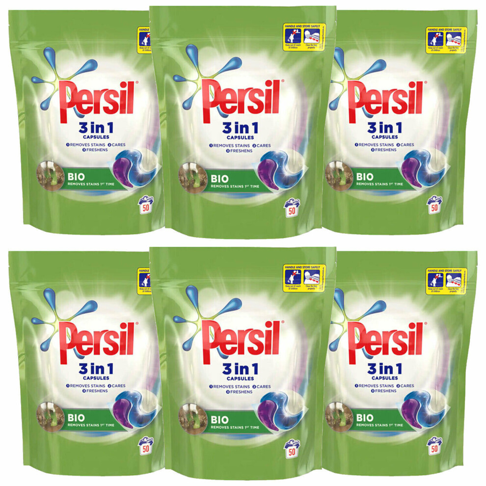 Persil 3in1 Capsules, Bio, 50 Washes - 6 Pack (Total 300 Washes)