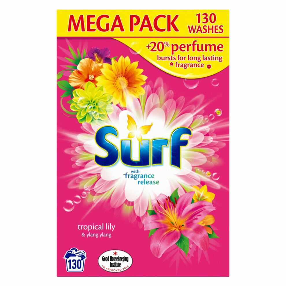 Surf Mega Pack 130 Washes Fragrance Washing Powder Tropical Lily & Ylang Ylang