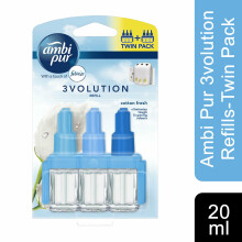 Febreze Ambi Pur 3Volution Air Freshener Plug-In Diffuser Refill, Odour Eliminator, Cotton Fresh, 40 ml, (20 ml x 2)
