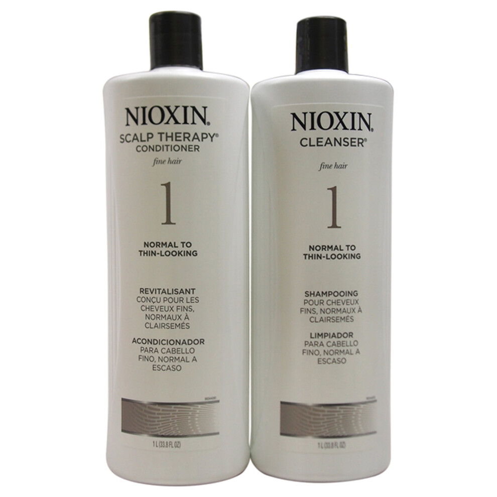 Nioxin System 1 Cleanser Scalp Therapy Conditioner Duo - 33.8 oz Shampoo Conditioner