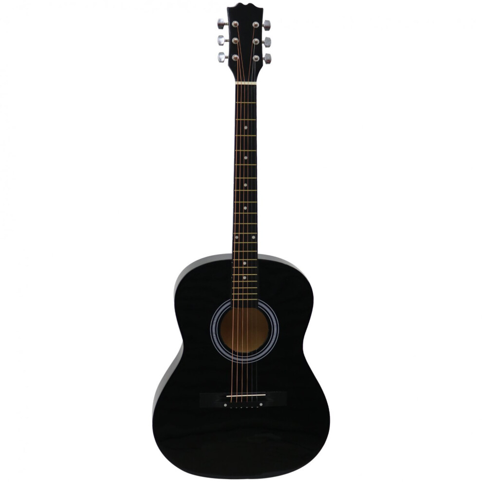 Oypla Black 39" Full Size 4/4 6 String Steel Strung Acoustic Guitar