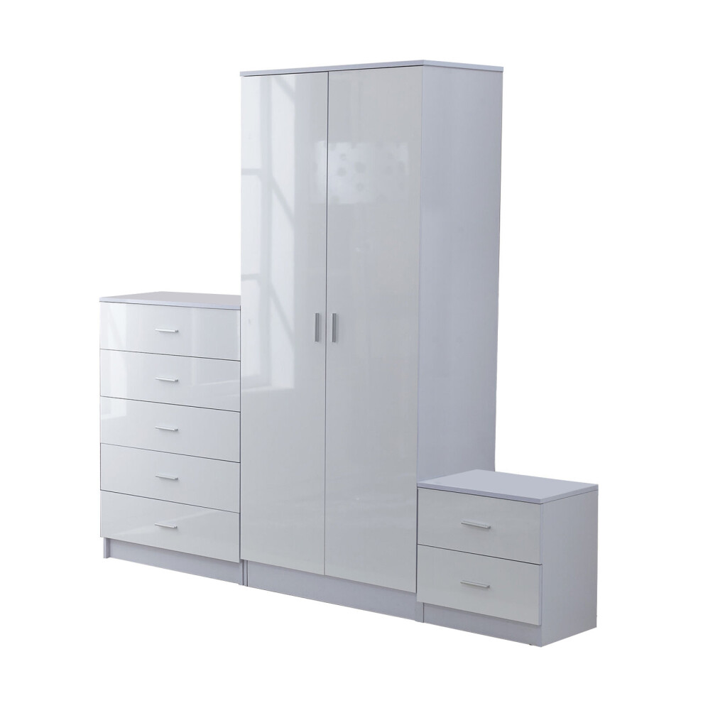 3pc Homcom Bedroom Furniture Set | wardrobe, chest of drawers & nightstand