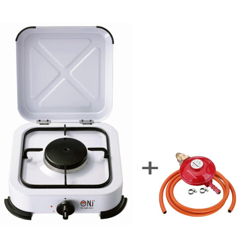 (Propane 37mbar Screw-on) NJ-01 Portable Camping Gas Hob Single Burner + Lid