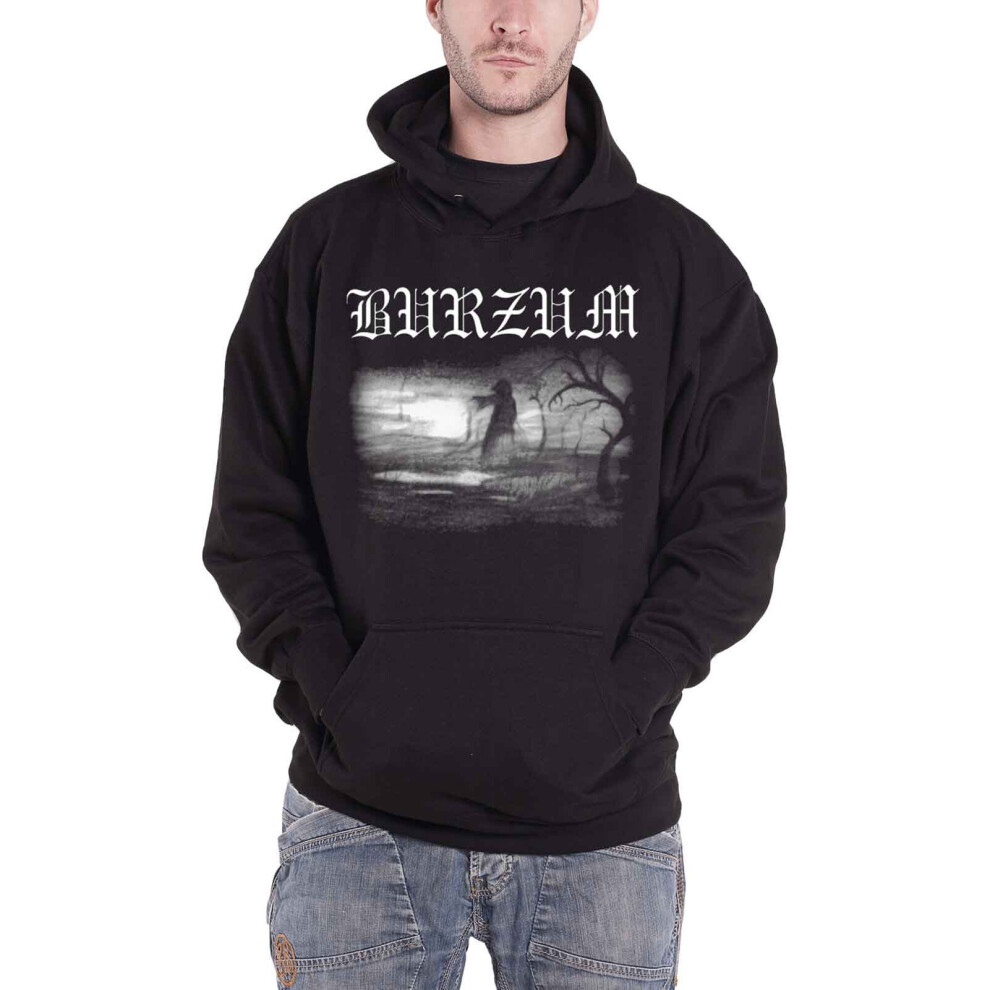 (M, Black) Burzum Hoodie Aske 2013 Band Logo new Official Mens Black Pullover