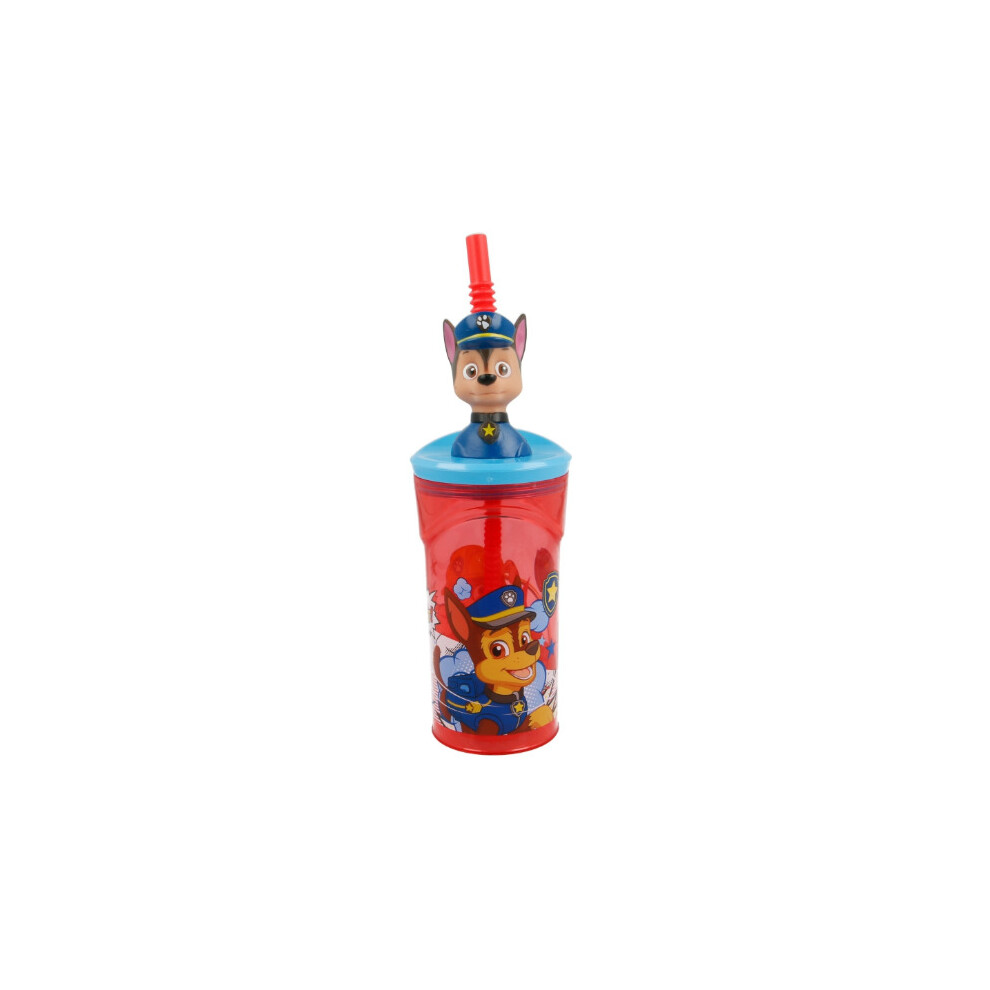 Kids 3D Figurine Paw Patrol Drinking Tumbler Water Cup Bottle & Expandable Straw