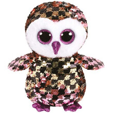 TY Flippable Sequins Checks Owl Beanie Buddy - Medium