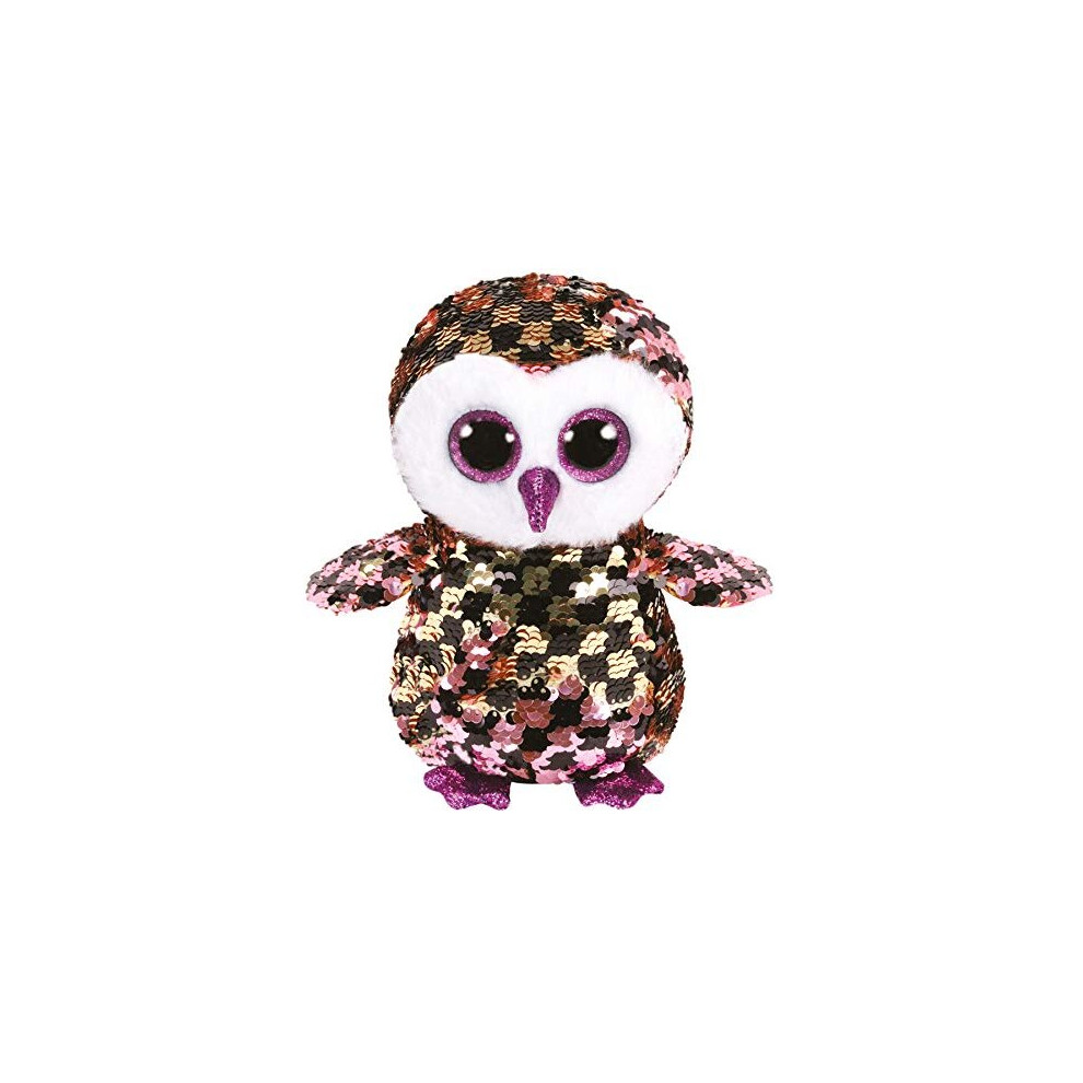 TY Flippable Sequins Checks Owl Beanie Buddy - Medium