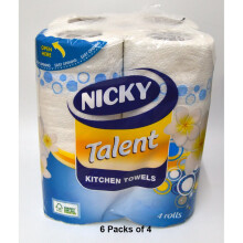 24 Rolls of Nicky Talent Kitchen Towel Rolls Printed
