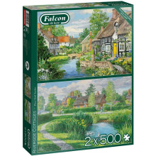 Falcon De Luxe Special Sets 2 X 500 Riverside Cottages  Jigsaw Puzzles