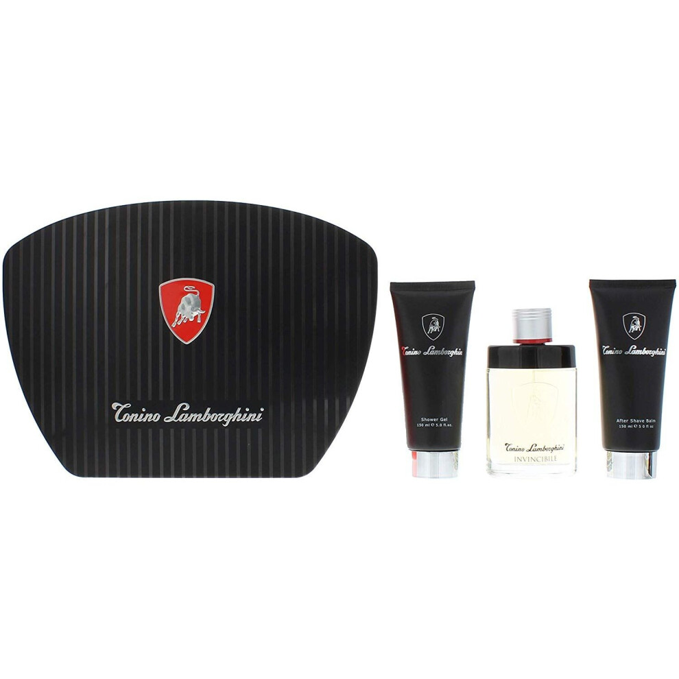 Lamborghini Invincibile Gift Set 125ml EDT + 150ml Shower Gel + 150ml Aftershave Balm - M