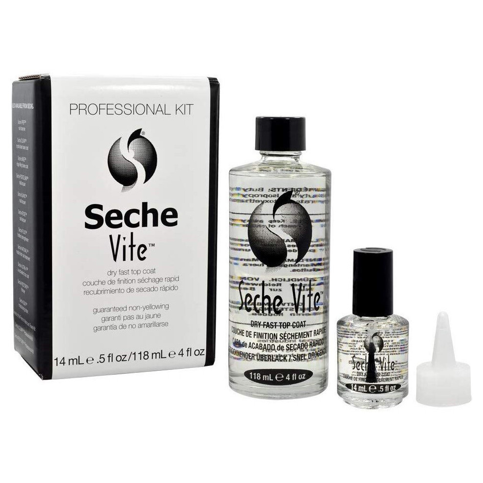 Seche Vite Professional Kit Gift Set 15ml Dry Fast Top Coat + 120ml Refill