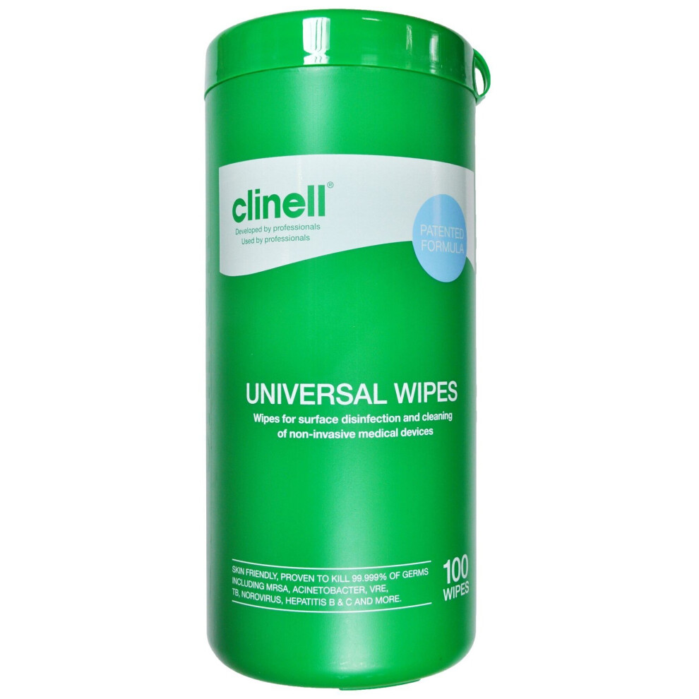 Clinell - Universal Cleaning And Surface Disinfection Wipes - Multi Purpose Wipes - Tub Of 100 Wipes