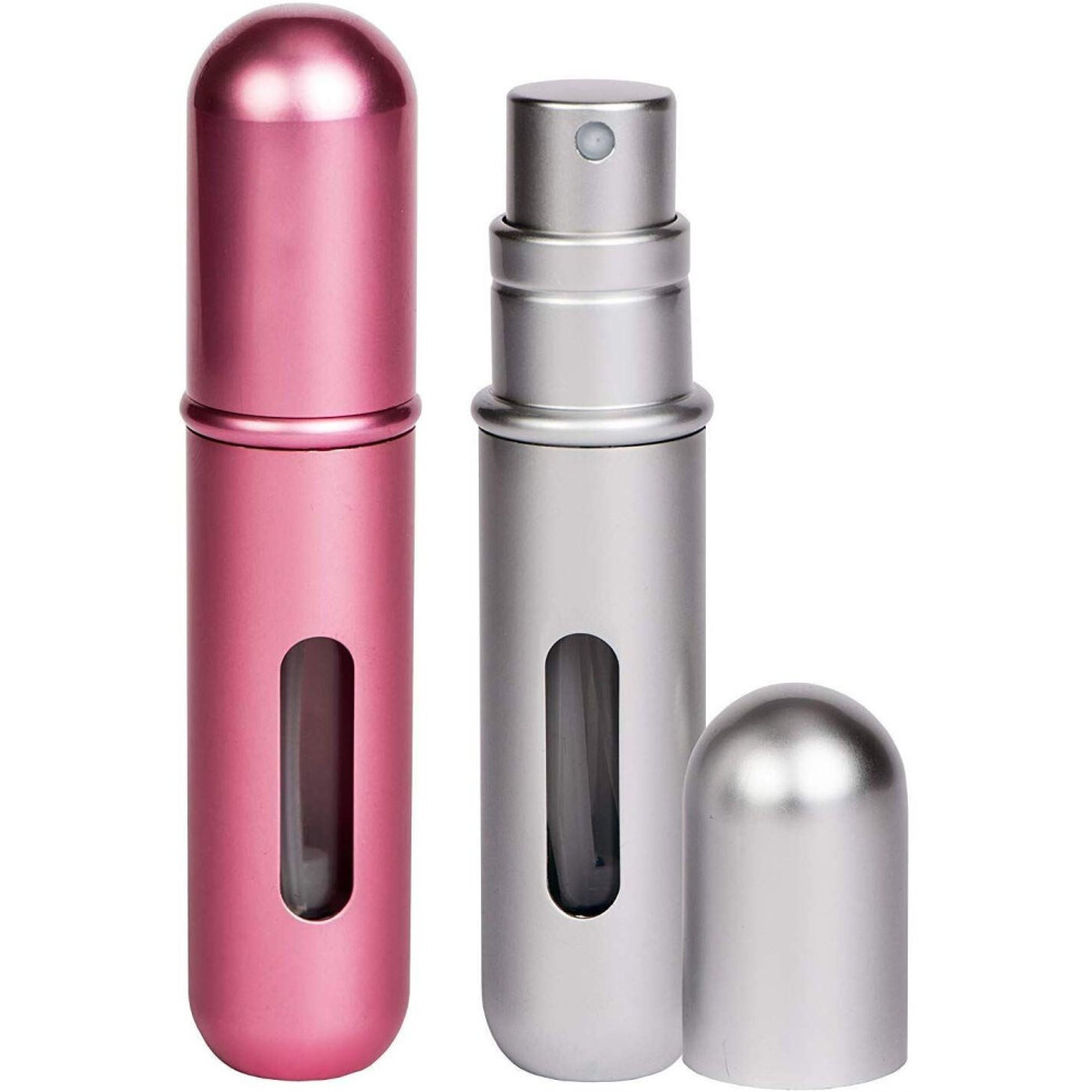 Pressit Refillable Perfume Atomiser Duo Pack - Silver & Pink