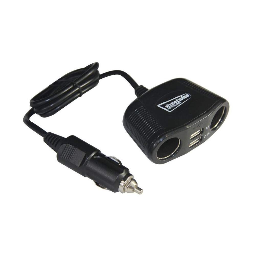 12V Twin Sockets & Twin Usb Charger | Cigarette Style Plug 5026637628238