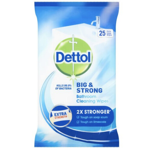 Dettol Big & Strong Bathroom Cleaning Wipes - 25 Extra Large Wipes on OnBuy