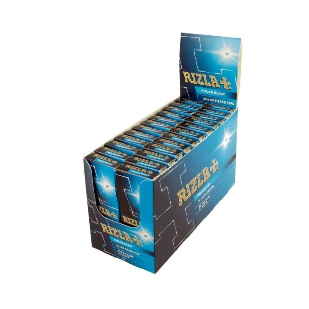 Pack of 24 Boxes Rizla Plus Polar Blast Extra Slim Filter Tips