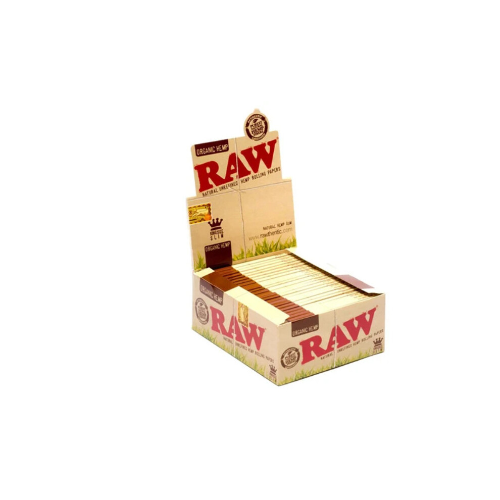 Raw Full Box Of 50 Booklets Organic Hemp Kingsize Slim Rolling Papers