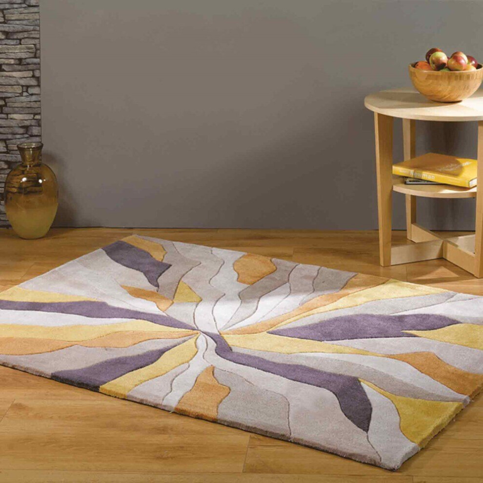 (80x150cm) Infinite Splinter Modern Rugs in Yellow Ochre Stylish Handtufted Polyester Carpets