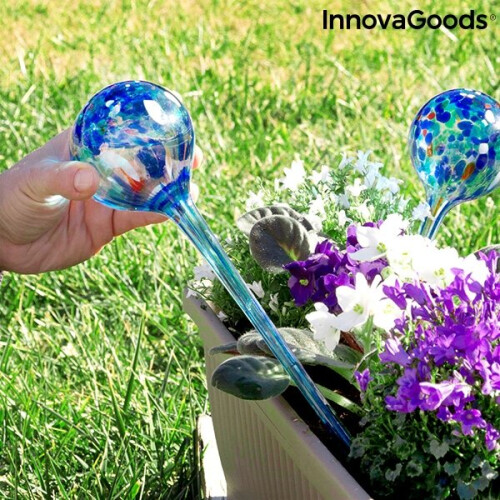 Globos de riego automático - InnovaGoods - Aqua·loon - Pack de 2 - Riego de jardín - Azul 1