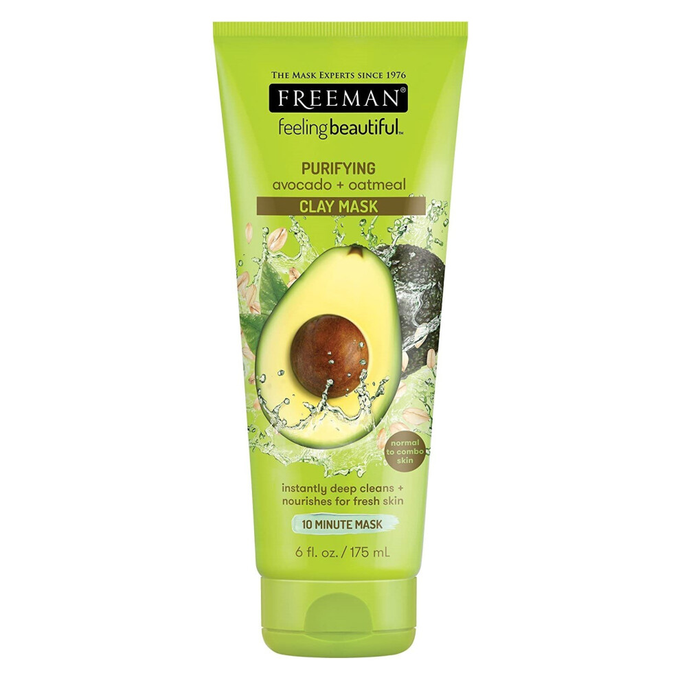 Freeman Feeling Beautiful Purifying Avocado + Oatmeal Clay Mask, 6 fl oz (175 ml)