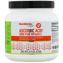 NutriBiotic, Immunité, Acide Ascorbique, Vitamine C 100% Pure, Poudre Cristalline, 2,2 lb (1 kg)