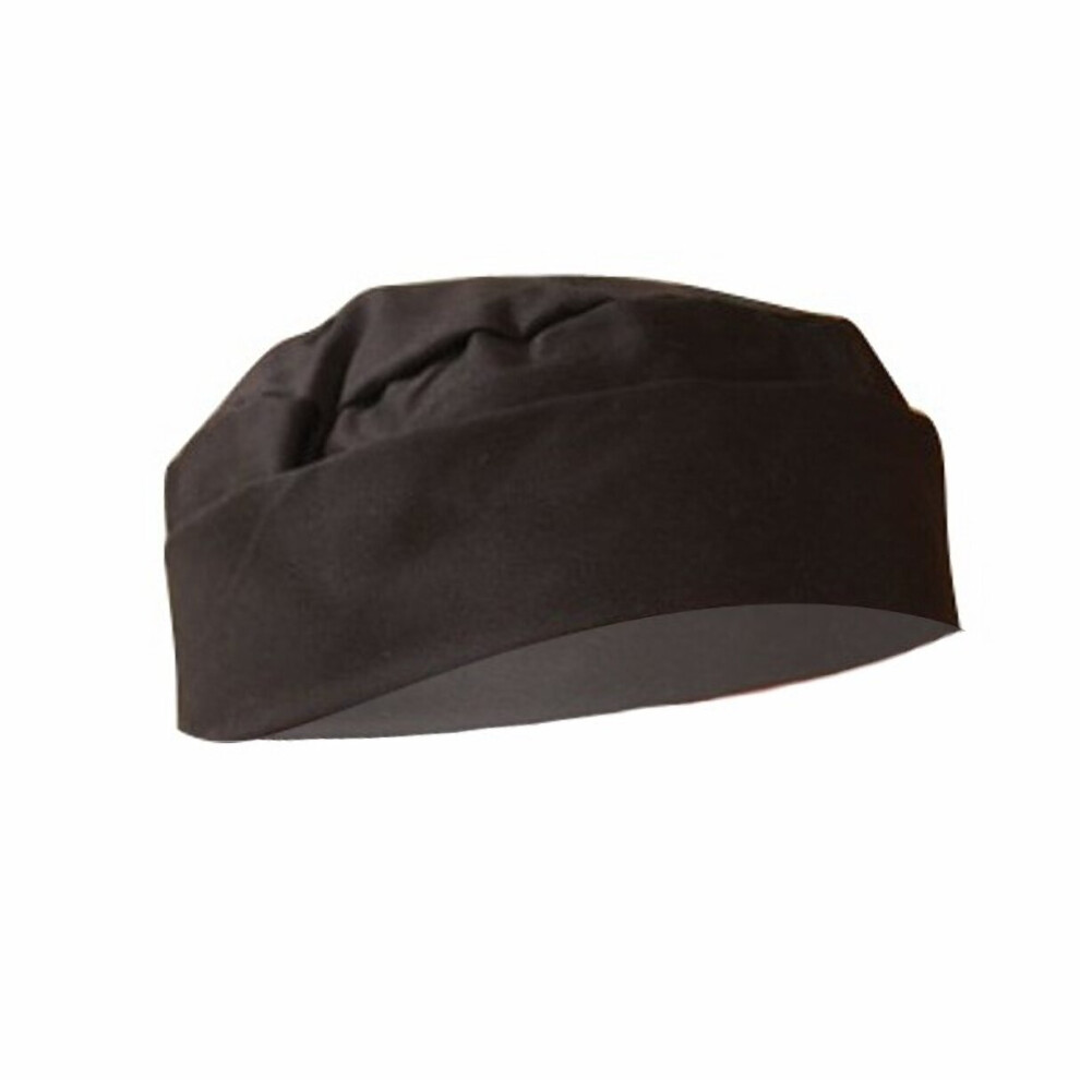 (S, Black) Dennys Mens Black Skull Cap / Chefswear