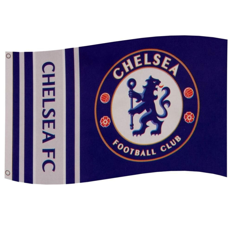Chelsea Fc Wordmark Stripes Flag Blue