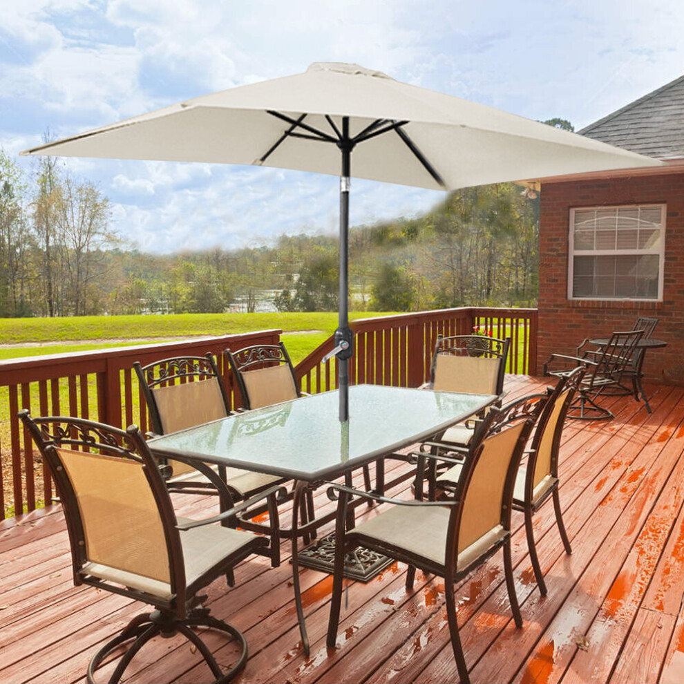 Garden Parasol 3x2m Outdoor Patio Umbrella Sun Shade Canopy Crank Tilt UV protection - Beige