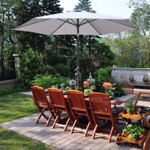 2.7m Round Garden Parasol Outdoor Patio Sun Shade Umbrella with Tilt Crank UV protection - Grey
