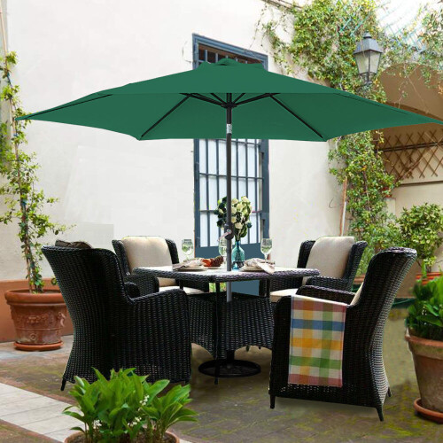 3M Round Garden Parasol Outdoor Patio Sun Shade Umbrella with Tilt Crank Green