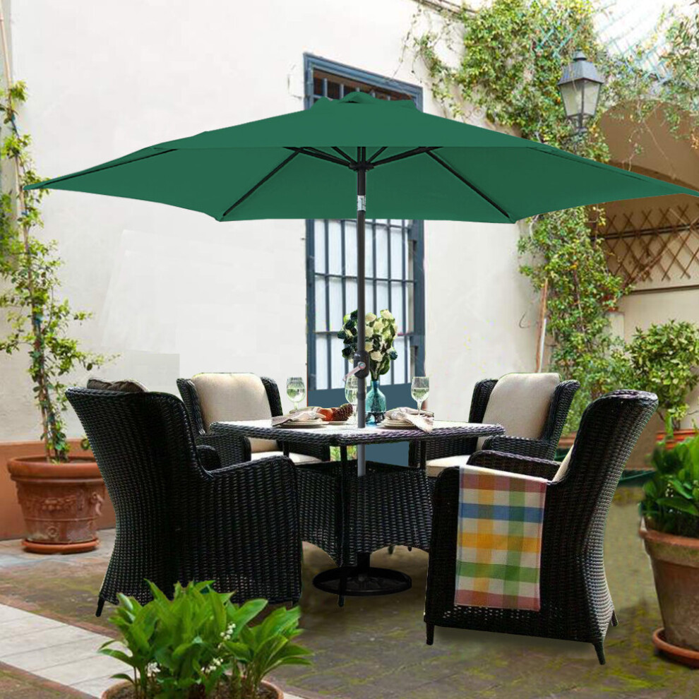 2709 3M Round Garden Parasol Outdoor Patio Sun Shade Umbrella With Tilt Crank Green