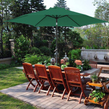 2.7m Round Garden Parasol Outdoor Patio Sun Shade Umbrella with Tilt Crank UV protection - Green