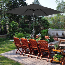 2.7m Round Garden Parasol Outdoor Patio Sun Shade Umbrella with Tilt Crank UV protection -  Black